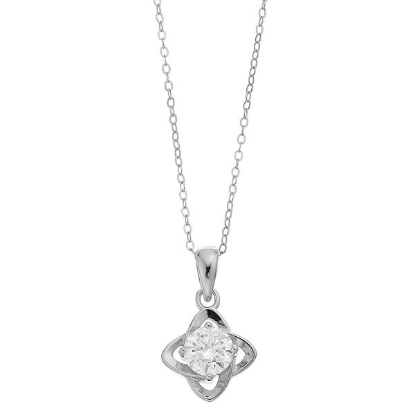 Stella Valentino Sterling Silver Lab Created Moissanite Four-Pointed ...