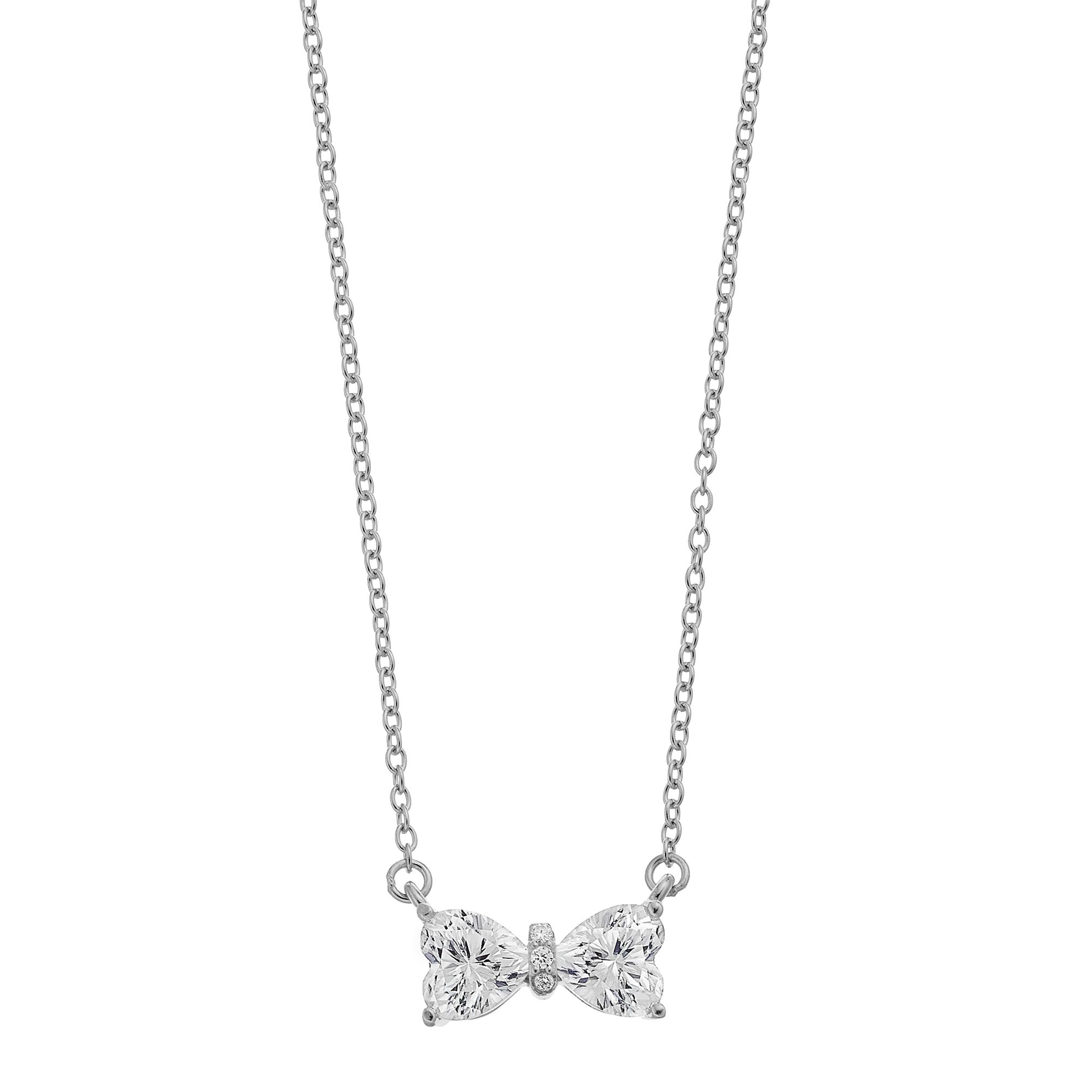 Stella Valentino Sterling Silver Aquamarine & Lab Created Moissanite Bow-T