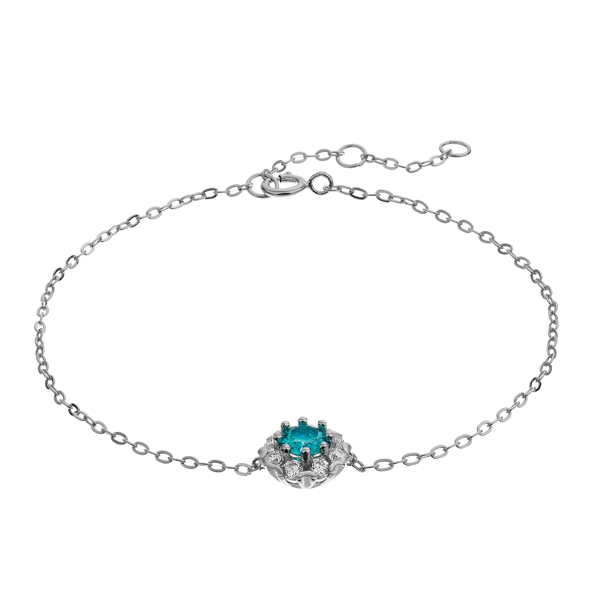 Stella Valentino Sterling Silver Lab Created Moissanite & Blue Topaz Halo 