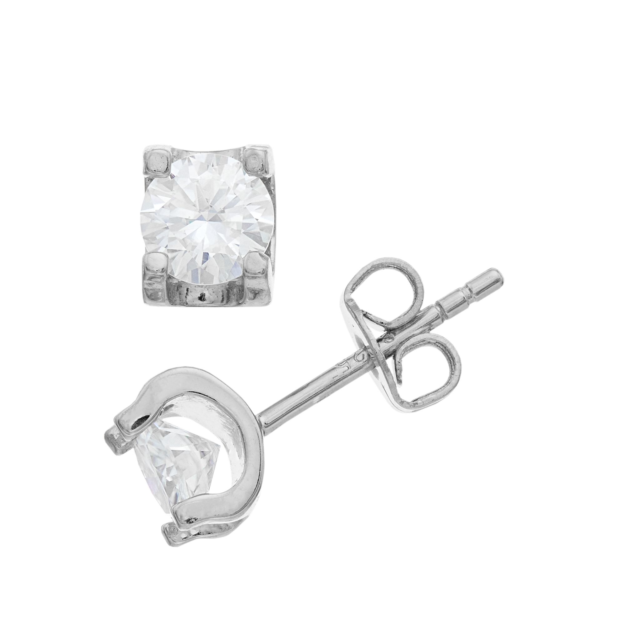 Stella Valentino Sterling Silver Lab Created Moissanite Solitaire Tulip Stu
