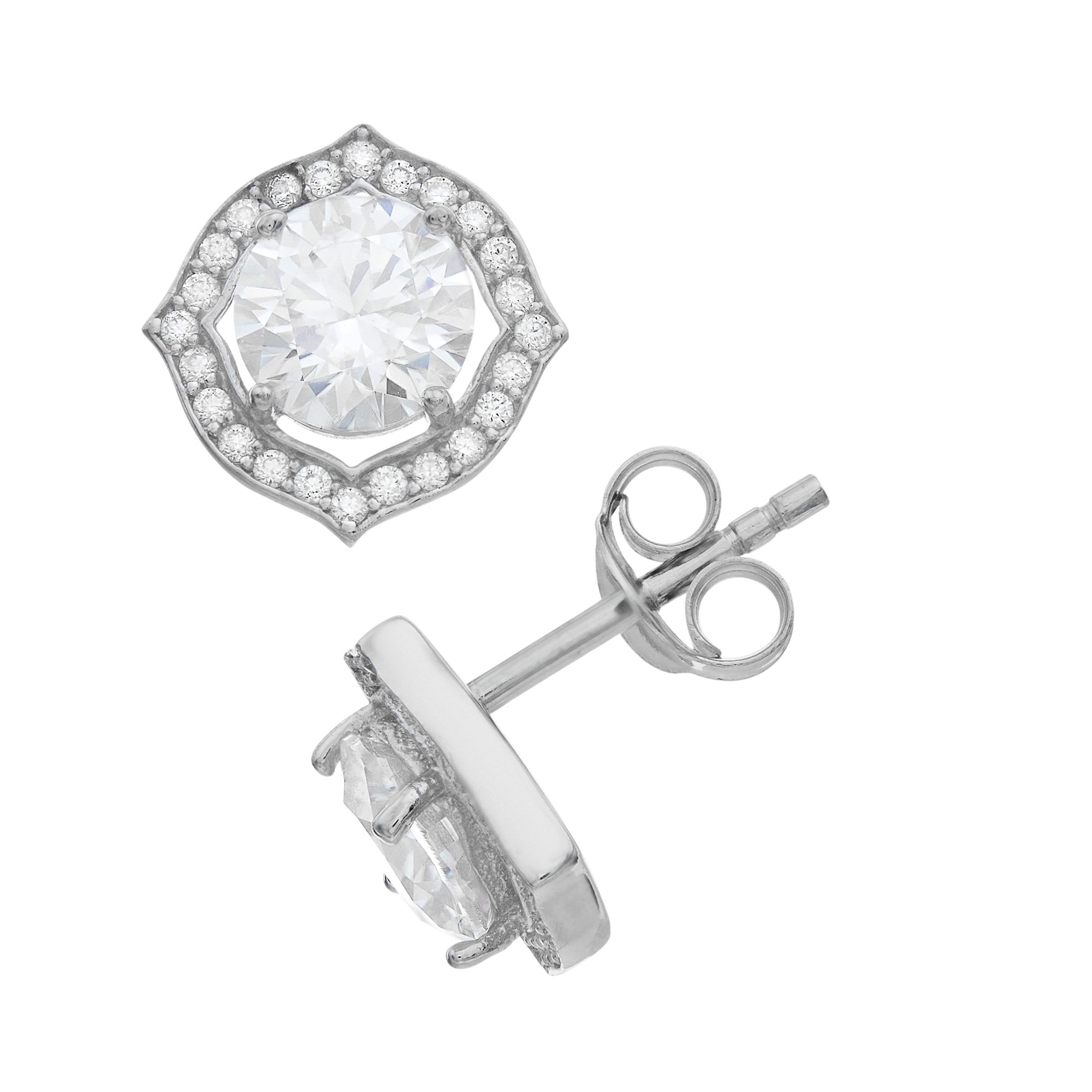 Stella Valentino Sterling Silver Lab Created Moissanite Round Geometric Hal