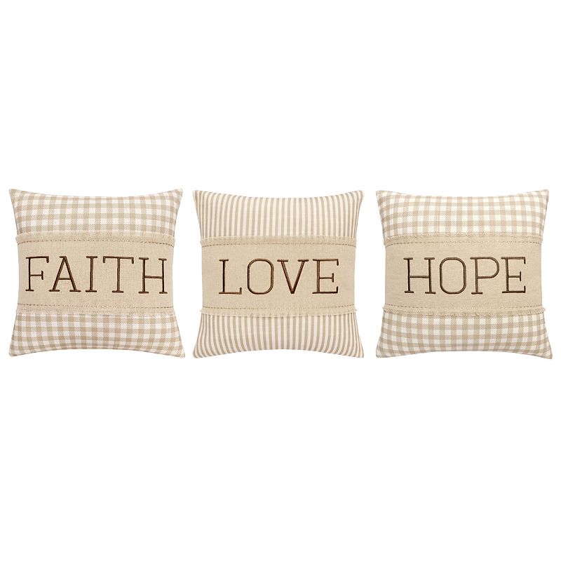 Celebrate Together Easter Neutral Faith Love Hope 3 Pack Pillow, Lt Beige, 