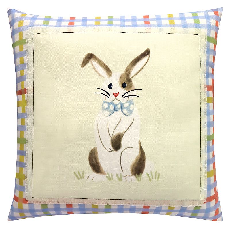 Celebrate Together Easter Multi Check Bunny Pillow, Light Blue, 18X18