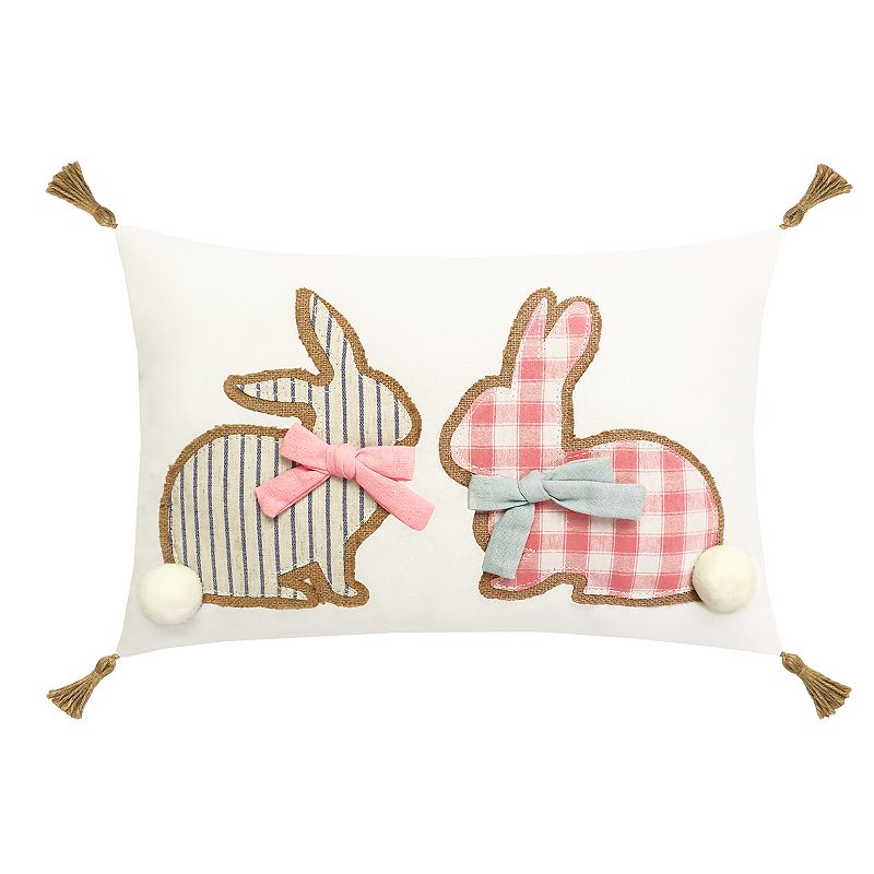 Celebrate Together Easter Ivory Gingham Bunny Pillow, White, 12X18
