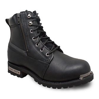 AdTec Reflective Double Zipper Women's Leather Biker Boots