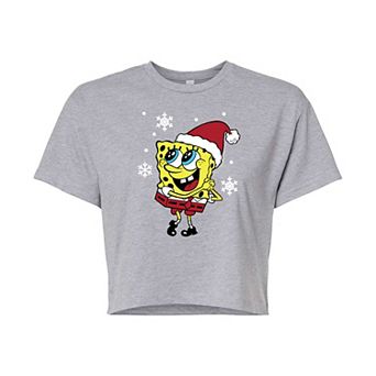 Juniors' SpongeBob SquarePants Jolly Christmas Cropped Tee