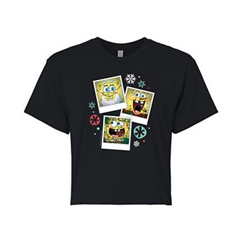 Juniors' SpongeBob SquarePants Christmas Cropped Tee