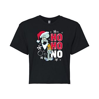Juniors' SpongeBob SquarePants "Ho Ho" Christmas Cropped Tee