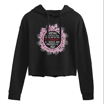 Juniors' Dr. Seuss's The Grinch Every Who In Who-Ville Cropped Graphic Hoodie