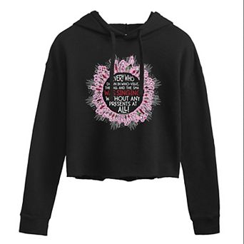 Juniors' Dr. Seuss's The Grinch Every Who In Who-Ville Cropped Graphic Hoodie