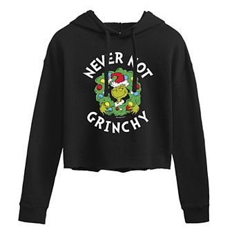 Juniors' Dr. Seuss's The Grinch Never Not Grinchy Cropped Graphic Hoodie