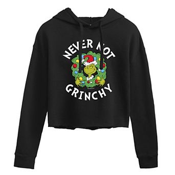Juniors' Dr. Seuss's The Grinch Never Not Grinchy Cropped Graphic Hoodie
