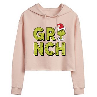 Juniors' Dr. Seuss's The Grinch Fun Logo Cropped Graphic Hoodie