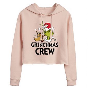 Juniors' Dr. Seuss's The Grinch Grinchmas Crew Cropped Graphic Hoodie
