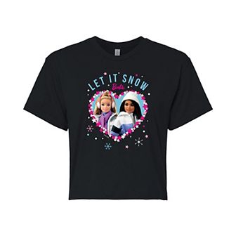 Juniors' Barbie Let It Snow Cropped Graphic Tee