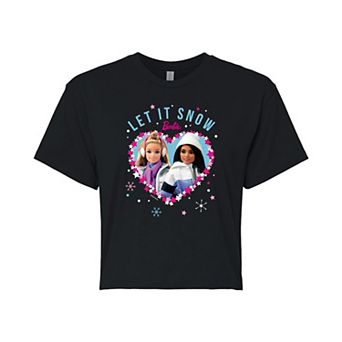 Juniors' Barbie Let It Snow Cropped Graphic Tee