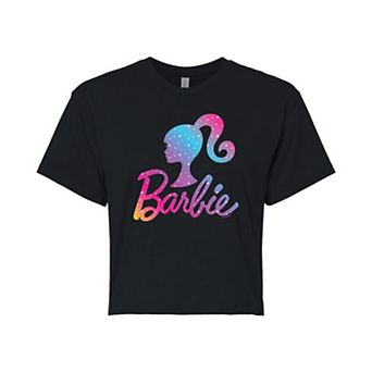 Juniors' Barbie Winter Logo Cropped Graphic Tee