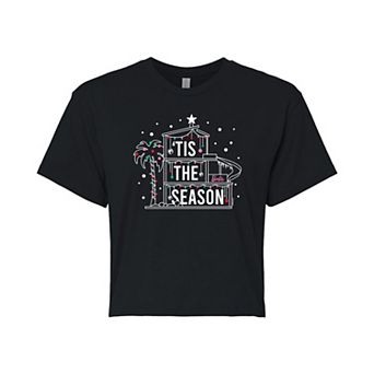 Juniors' Barbie Dream House "'Tis The Season" Cropped Graphic Tee