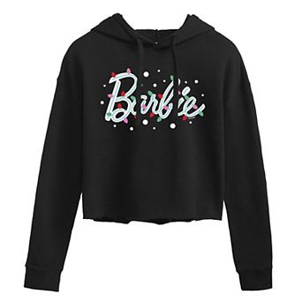 Juniors' Barbie Festive Lights Cropped Graphic Hoodie