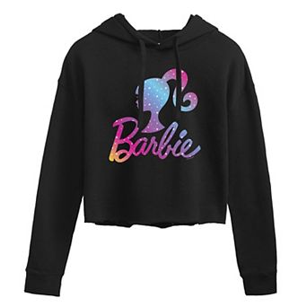 Juniors' Barbie Stars Logo Cropped Graphic Hoodie