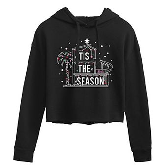 Juniors' Barbie "Tis The Season" Dream House Cropped Graphic Hoodie