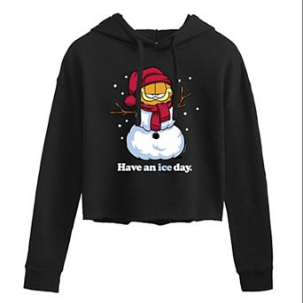 Juniors' Garfield Ice Day Cropped Graphic Hoodie