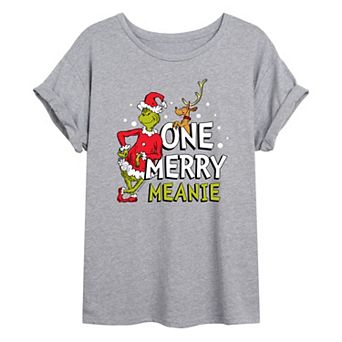 Juniors' Dr. Seuss's The Grinch One Merry Meanie Oversized Graphic Tee