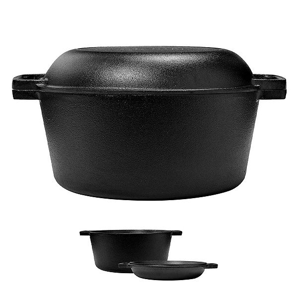 Cuisinel Pre Seasoned Cast Iron Skillet and 3 QT Double Dutch Oven Set