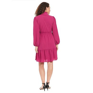 Women's London Times Smocked Waist Tiered Mini Dress