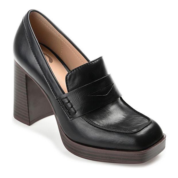 Women's high clearance heeled penny loafers