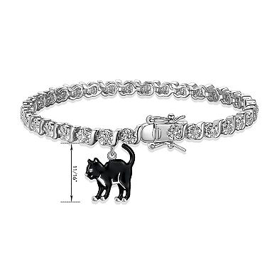 Sarafina Diamond Accent Black Cat Charm Bracelet