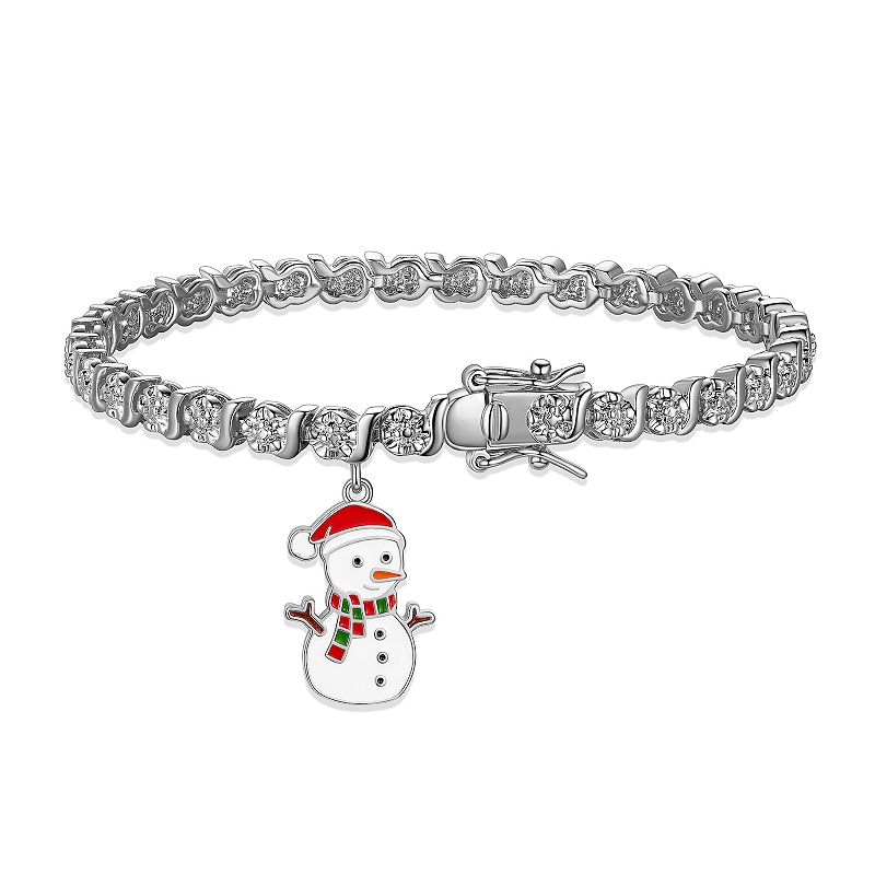 Sarafina Diamond Accent Snowman Charm Bracelet, Womens, Size: 7.25, Whi