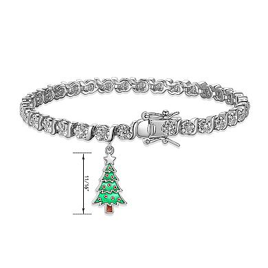 Sarafina Diamond Accent Christmas Tree Charm Bracelet