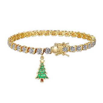Sarafina Diamond Accent Christmas Tree Charm Bracelet