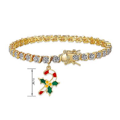 Sarafina Diamond Accent Candy Cane Charm Bracelet