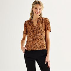 Tawny Brown Blouses for Women Business Causal Peplum Dressy Tops Ruffl –  Lookbook Store