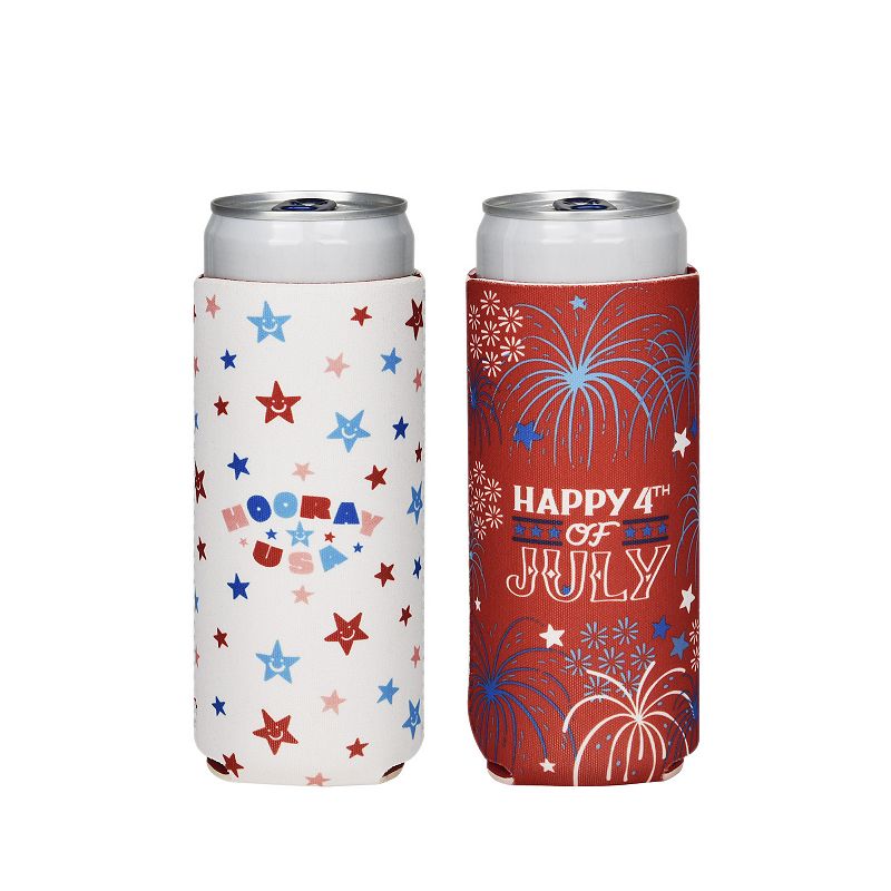 Celebrate Together Americana 4th of July Tall Can 2-pk. Cooler, Med Red