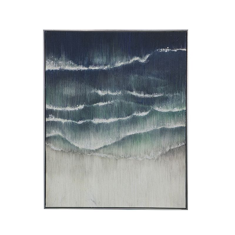 A&B Home Abstract Beach Waves Framed Wall Art, Blue