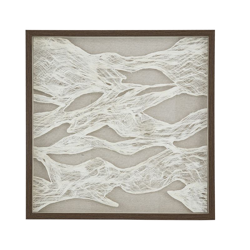 A&B Home Abstract Paper Linen Framed Wall Decor, Brown