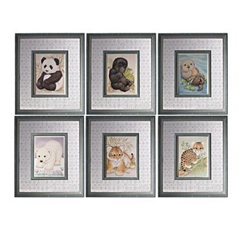 A&B Home Baby Animals Framed Wall Art 6 pc Set