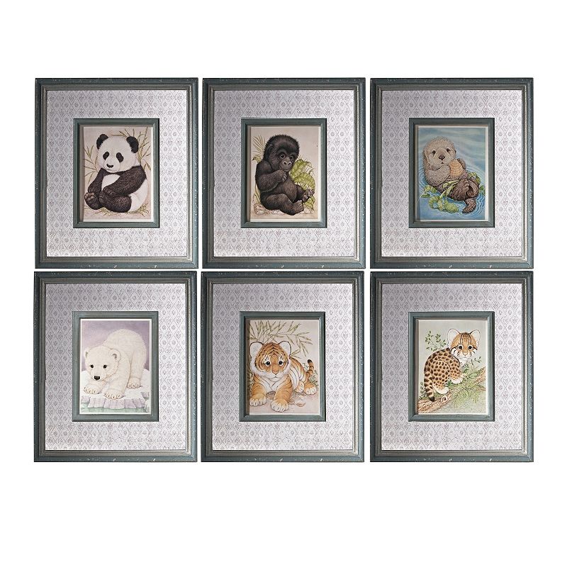A&B Home Baby Animals Framed Wall Art 6-piece Set, Multicolor