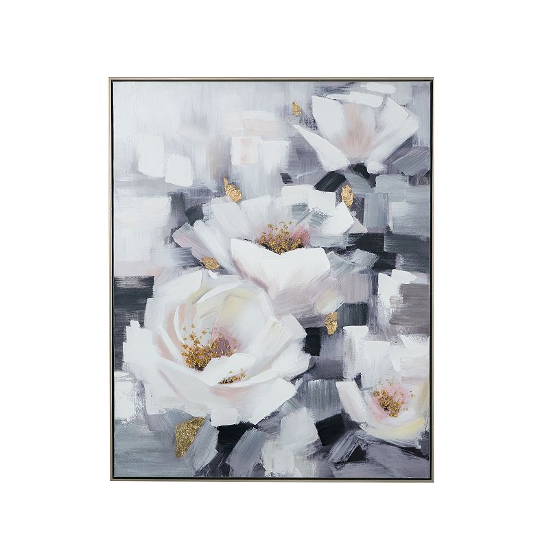 30939622 A&B Home Blooming White Florals Framed Hand-Painte sku 30939622