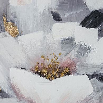 A&B Home Blooming White Florals Framed Hand-Painted Wall Art