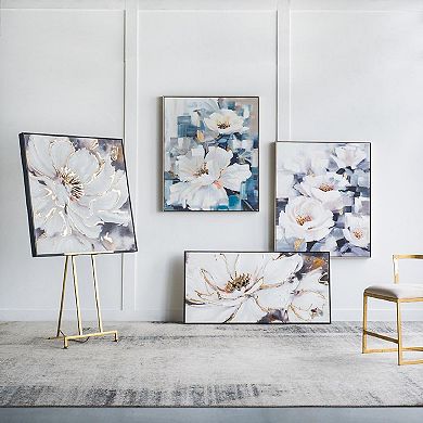 A&B Home Blooming White Florals Framed Hand-Painted Wall Art