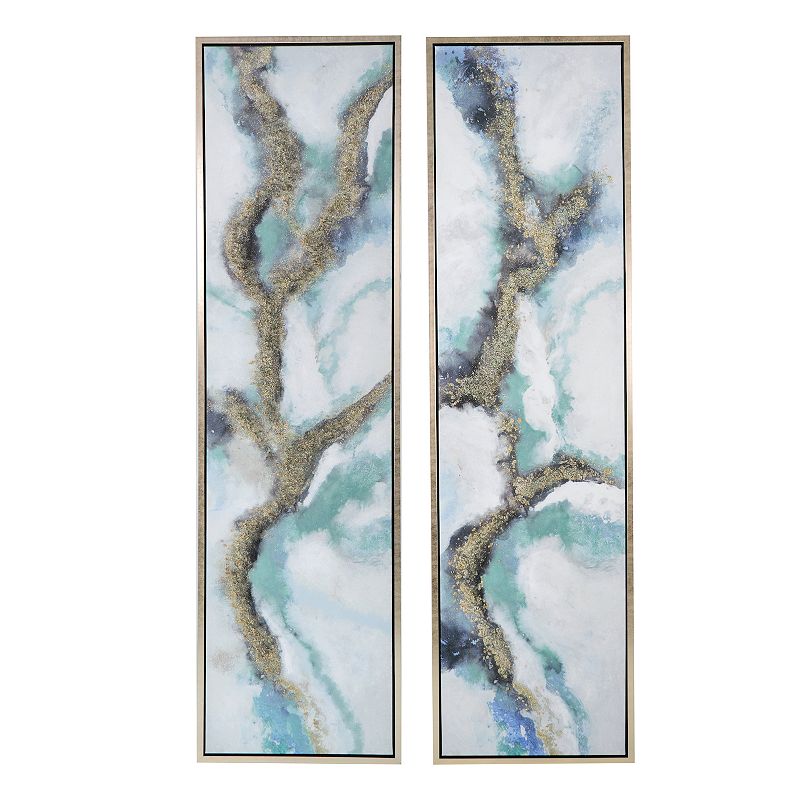 A&B Home Growing Inside Oil Painting 0n Frame 2-Piece Set, Blue