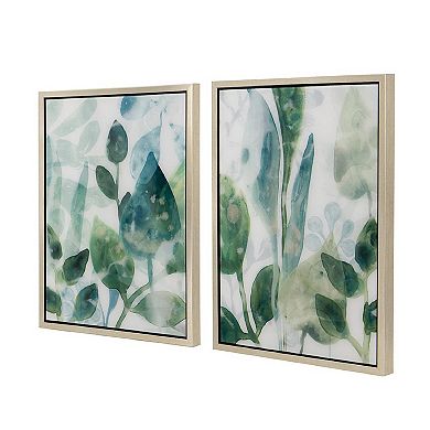 A&B Home Leaves in Shades of Greens Framed Wall Art 2-Piece Set