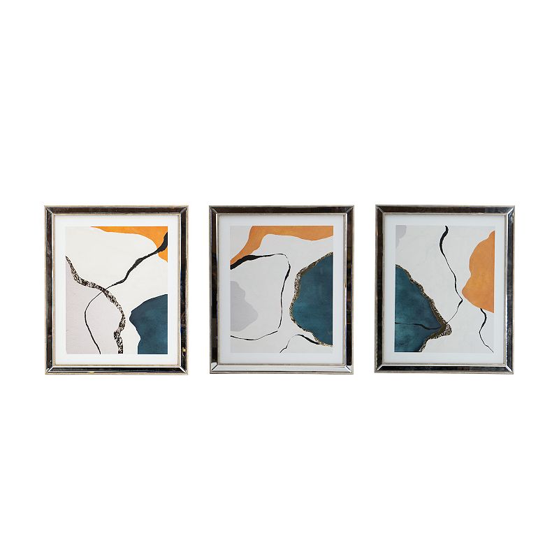A&B Home Modern Abstract Framed Wall Art 3-piece Set, Blue