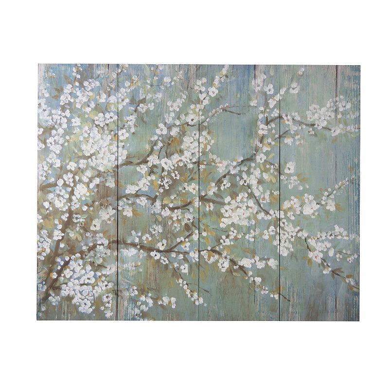 A&B Home Saison White Cherry Blossom Canvas Wall Art, Blue