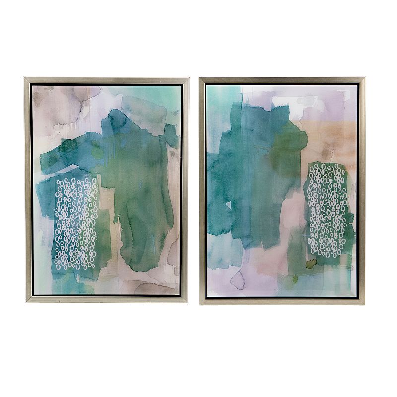 A&B Home Teals Abstract Framed Wall Art 2-Piece Set, Green