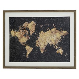 A&B Home World Map Framed Under Glass Art